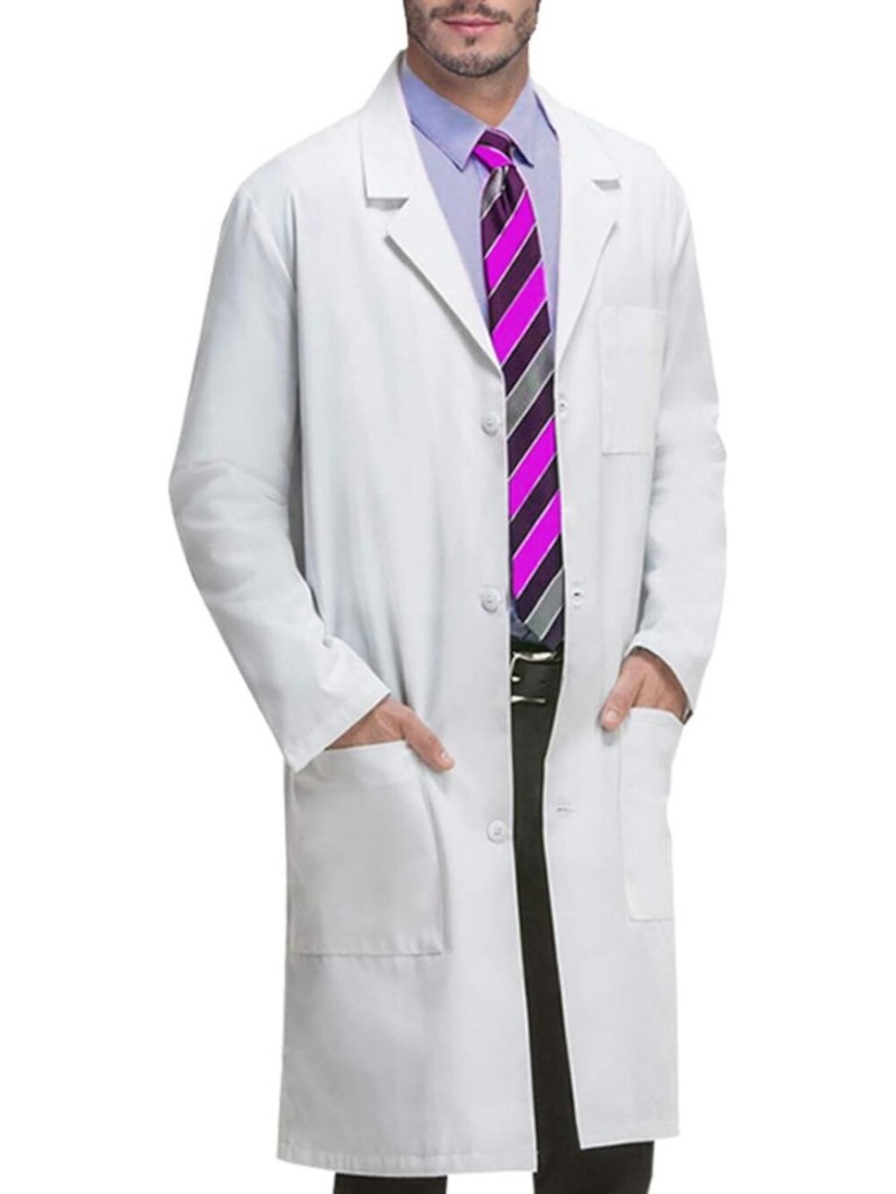 Unisex Long Sleeve Lab Coat with 3 Pockets - Professional Medical White Coat